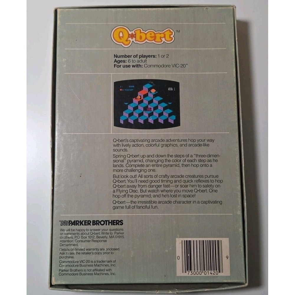 Qbert Q*Bert For Commodore Vic-20 Complete - Game and Box - Picture 6 of 7